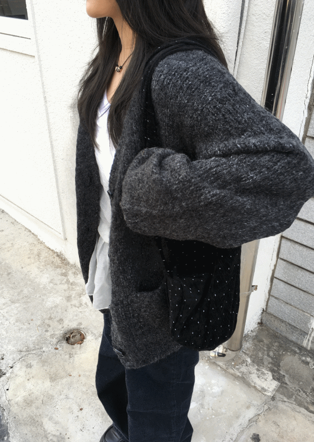 alpaca mohair loose fit knit cardigan (2color)