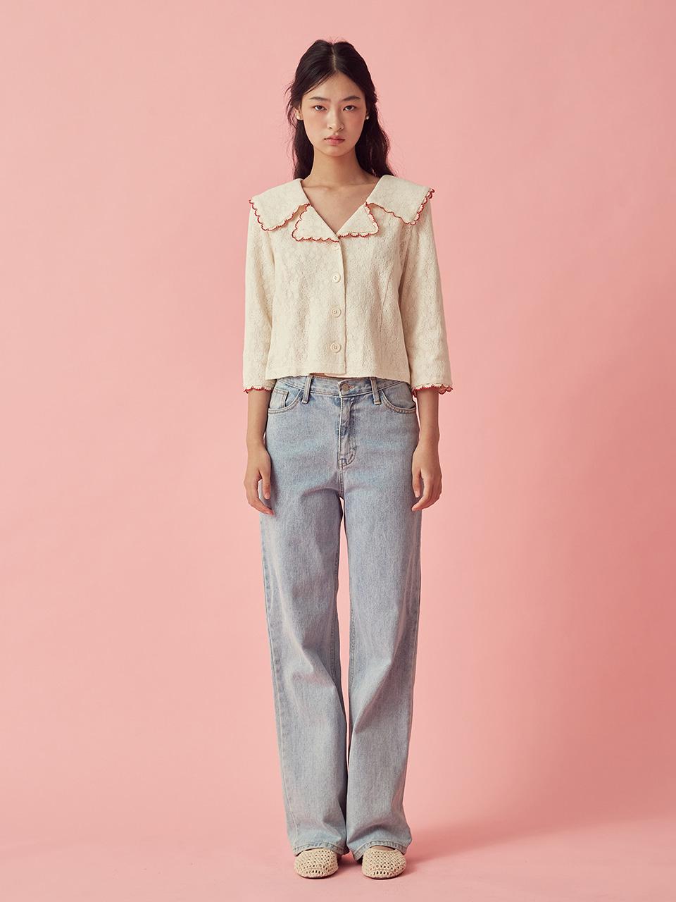 LACE-TRIMMED LONG SLEEVES - IVORY