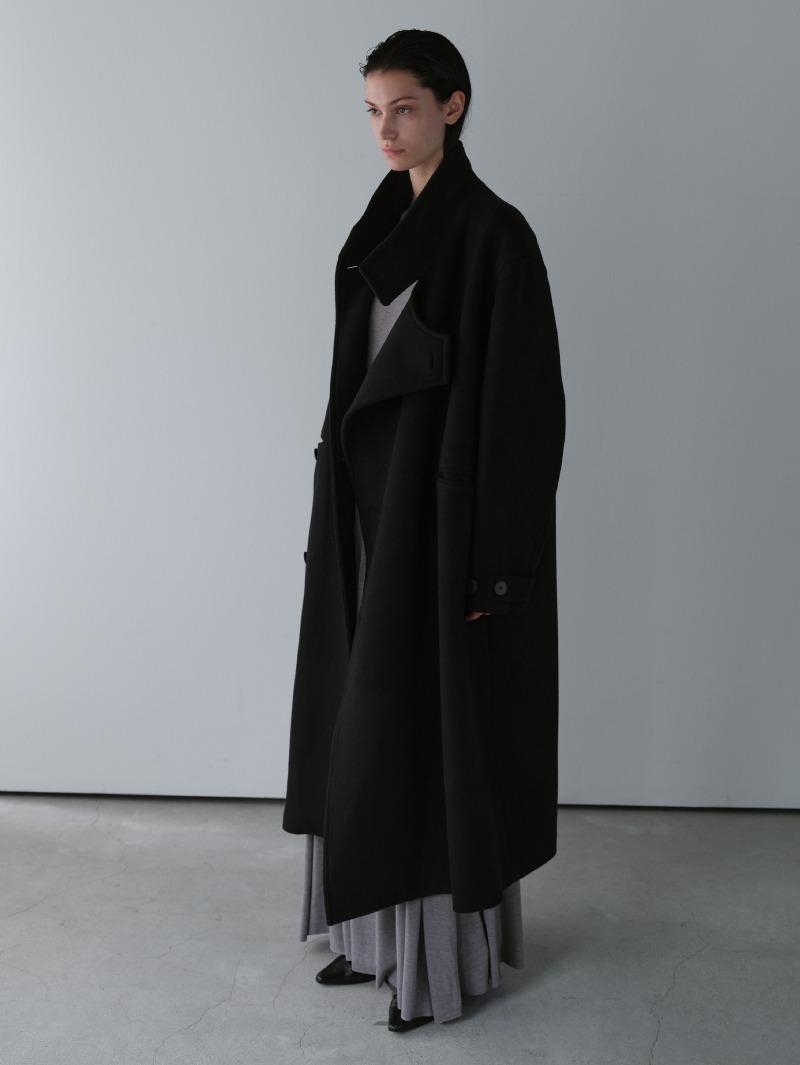 Double Wool Wrap Long Coat (black)