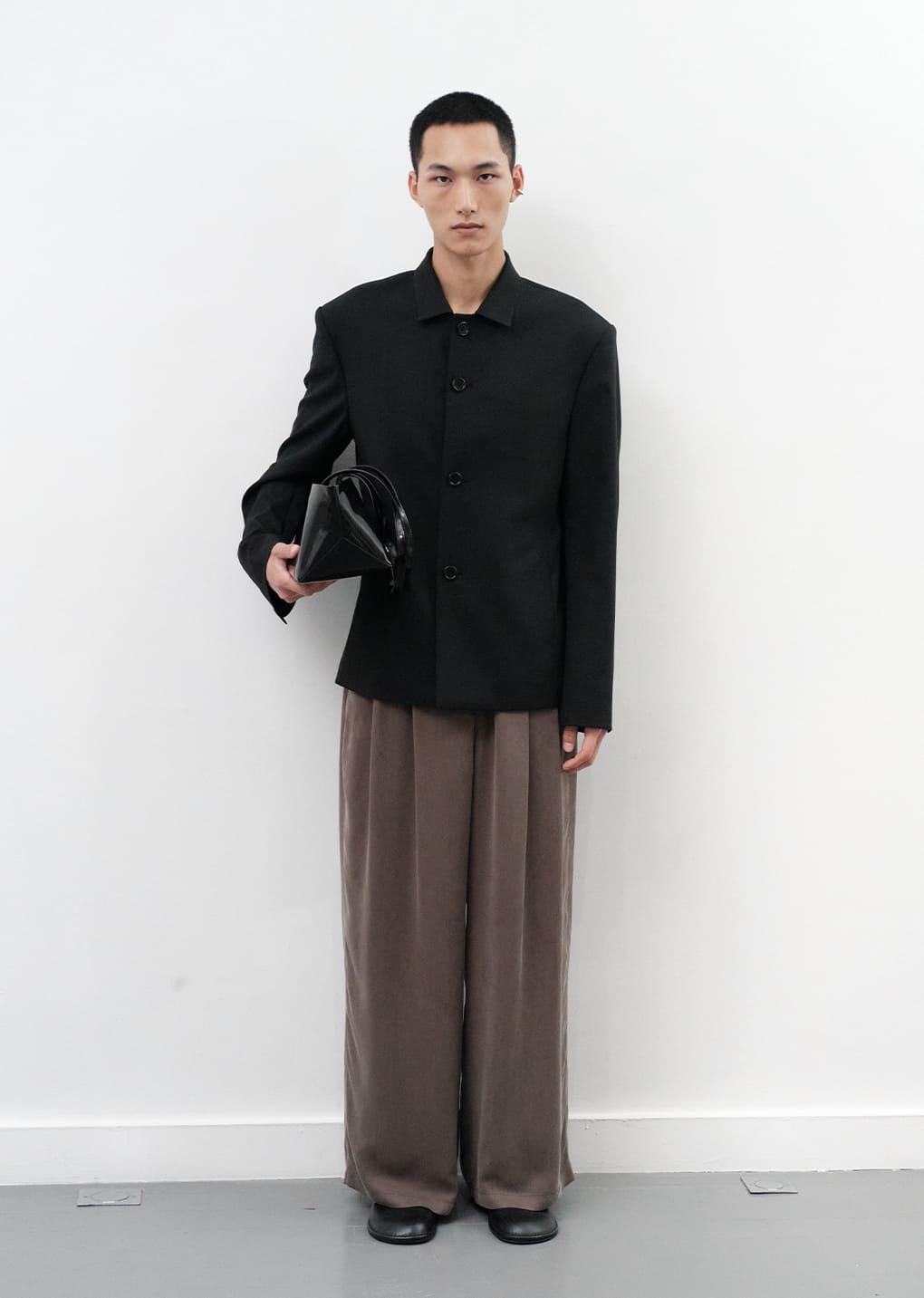 cupro two tuck pants, brown