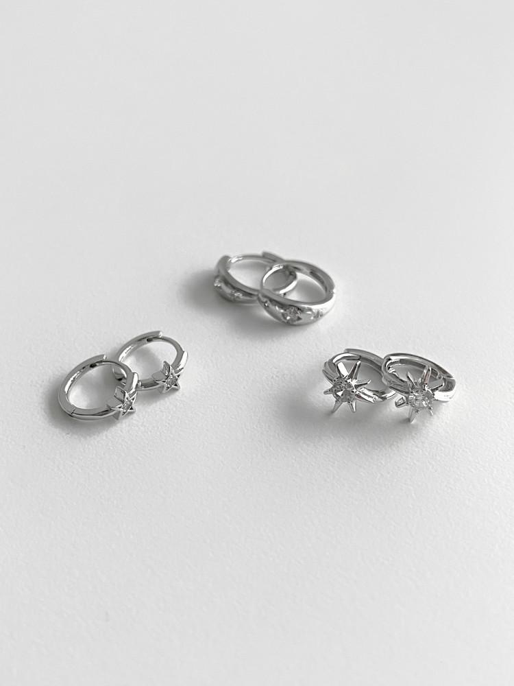 [3type] 라이트 큐빅 원터치 링 귀걸이