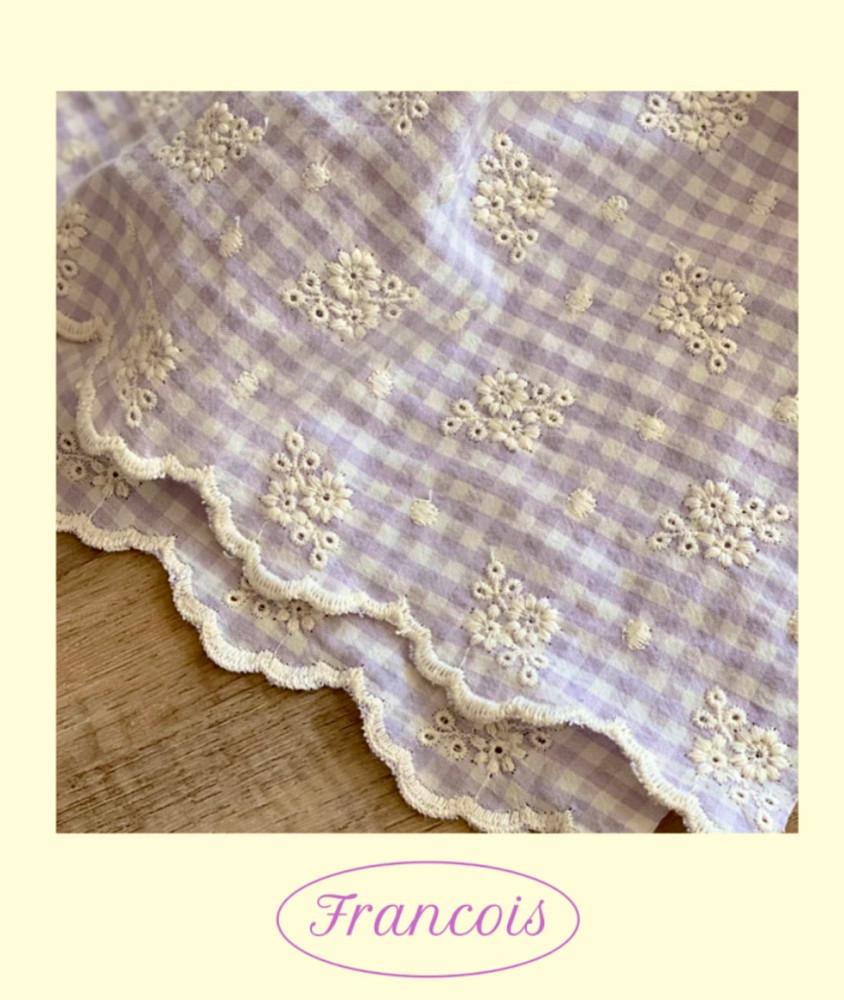 프랑소와 꽃자수 체크 레이스 원단