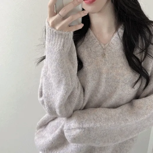 [ 색감good! ] 애쉬 보카시 V넥 루즈핏 니트 (10col)