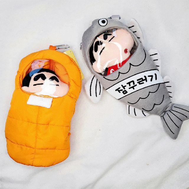 [정품] 잠꾸러기짱구인형 품은 파우치 키링 2color