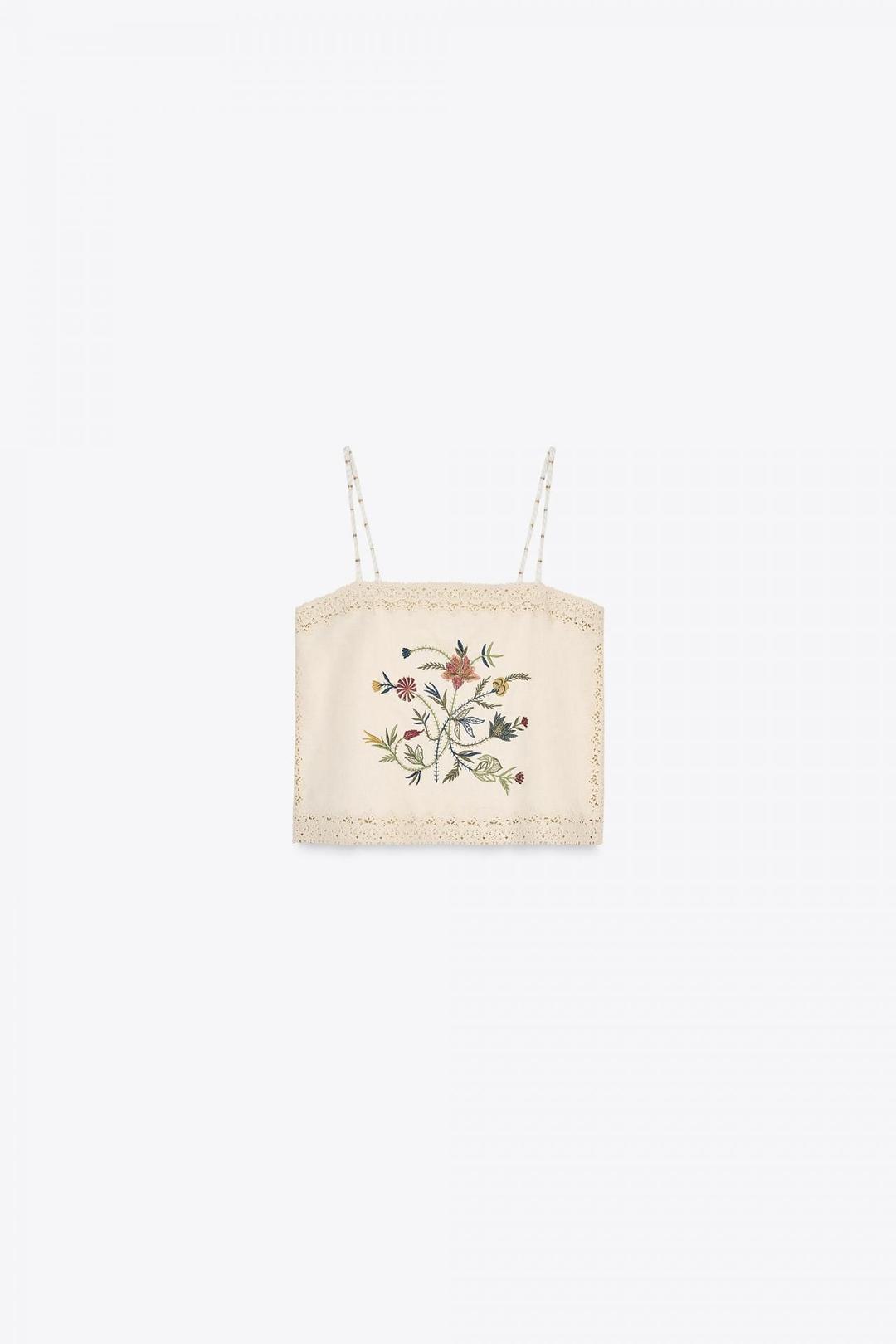 스페인샵 자라 자수 탑 5107/077 ECRU