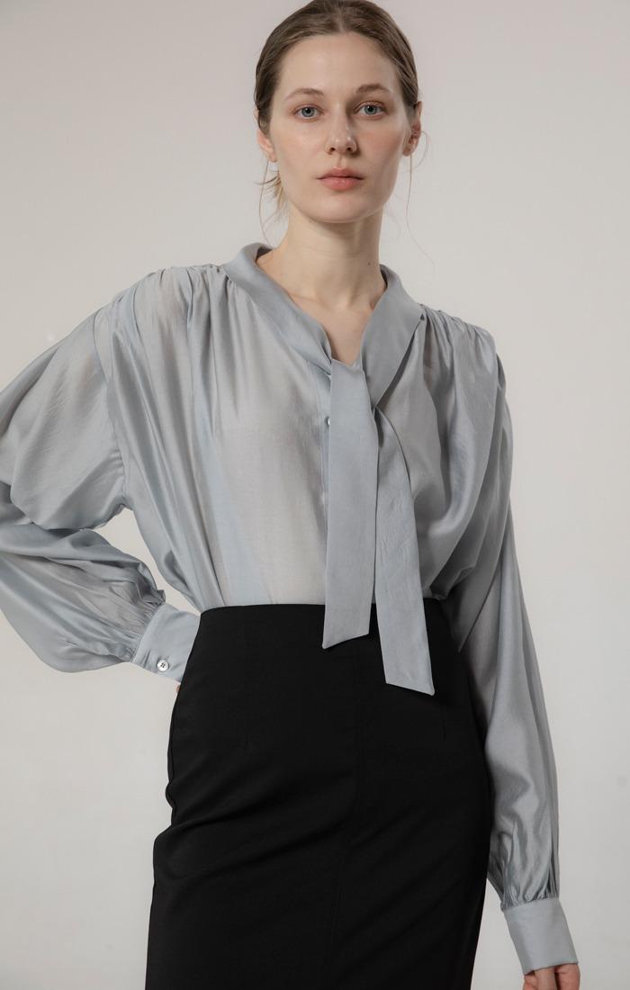 [5.28 예약발송] 프란 오간자 타이 블라우스 - 블루