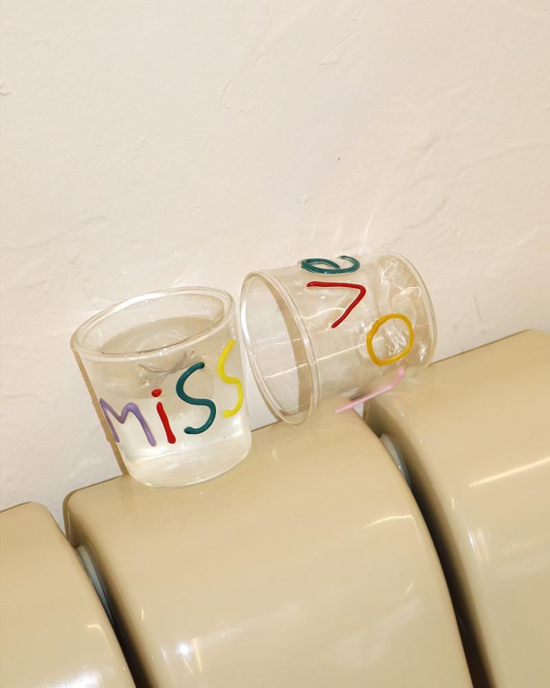 [ssda] 미스 러브 글라스 컵 귀여운 사랑스러운 레터링 홈카페 유리 컵