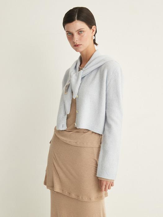 SCARF KNIT CARDIGAN - BLUE
