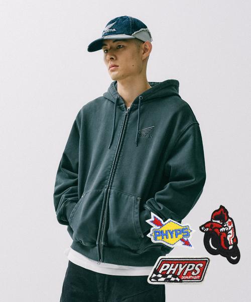 Honda Small Wing Rivet point Hoodie Zip-up PG Charcoal