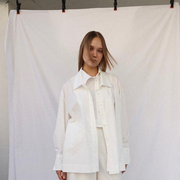 Double collar shirt - White