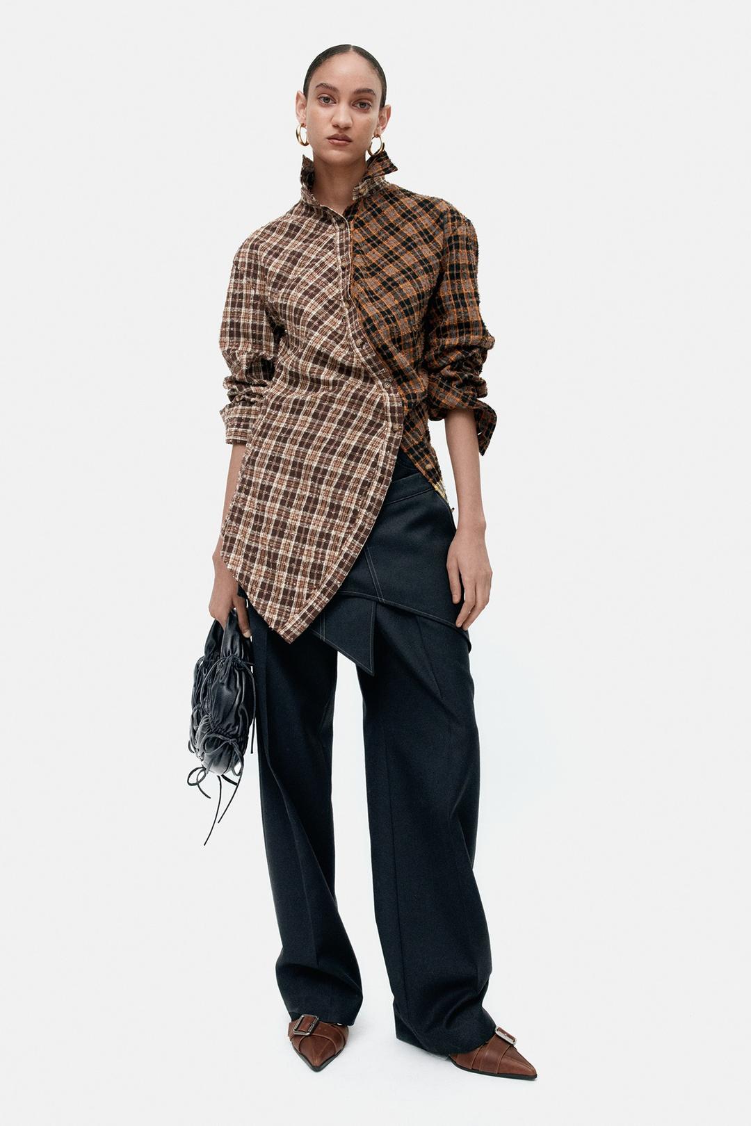 TWIST CHECK SHIRTS atb1361w(BROWN)