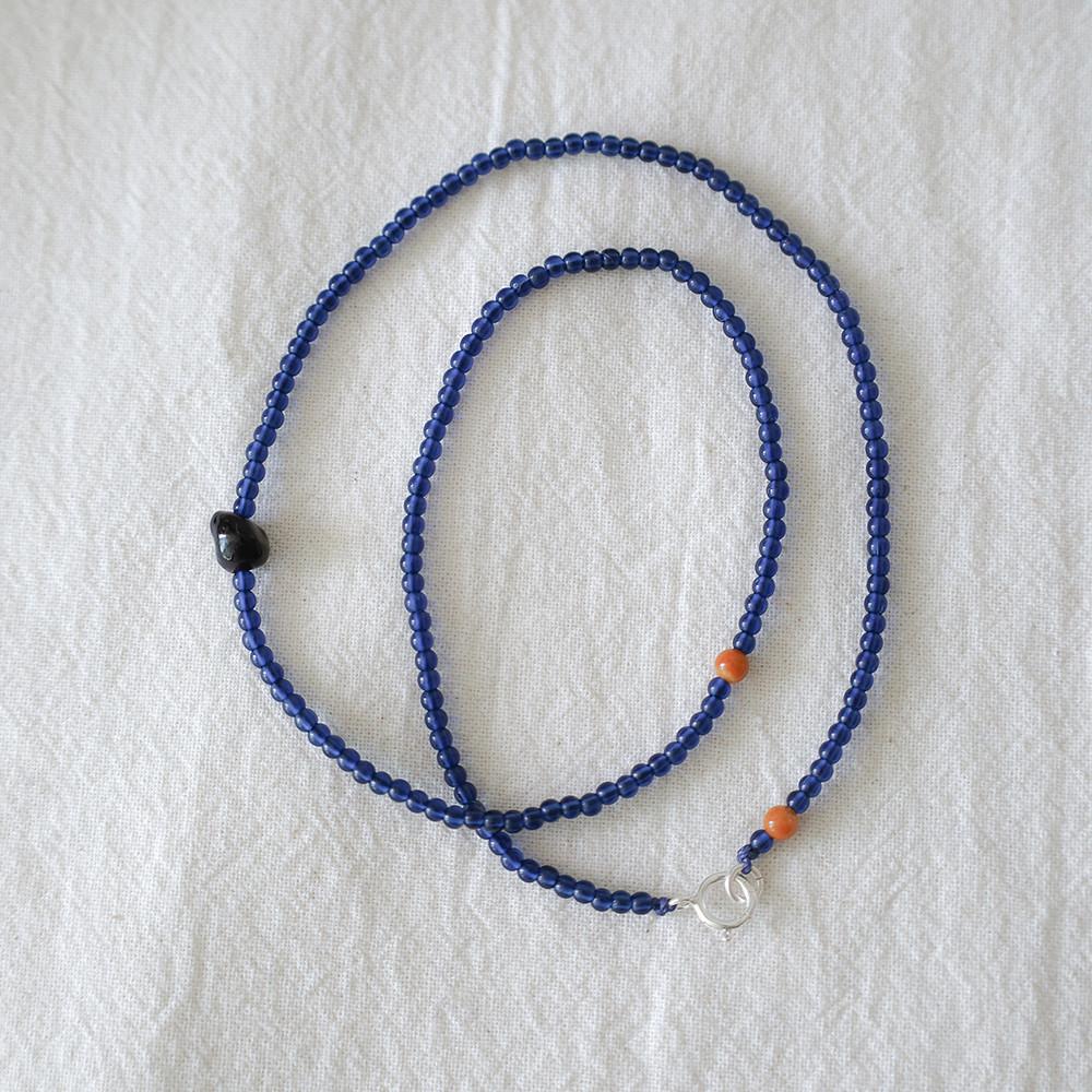 [silver925] 블루벨벳 클레망틴 2mm극소비즈 목걸이