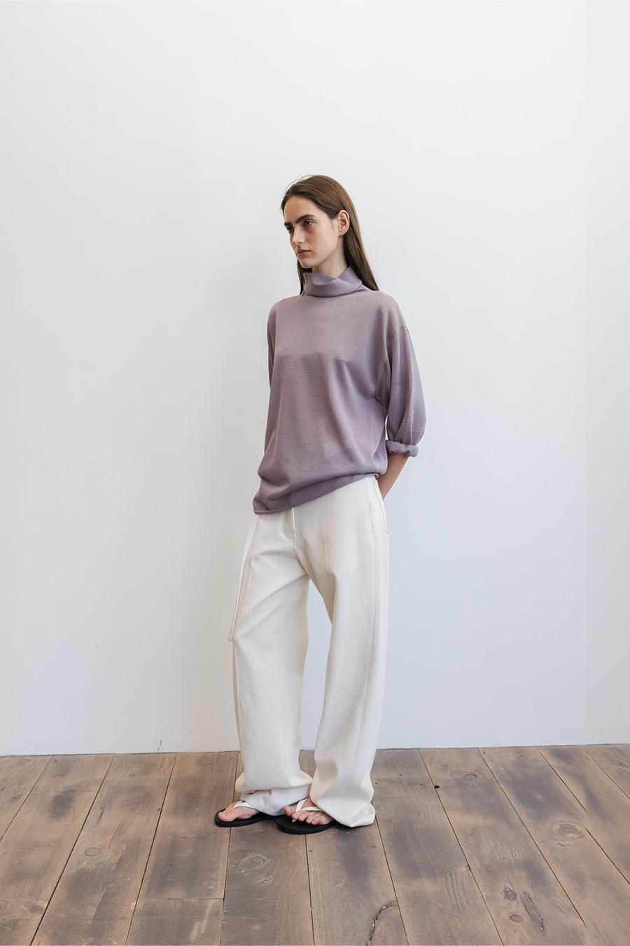 AIN BELTED PANTS in COTTON [ECRU]