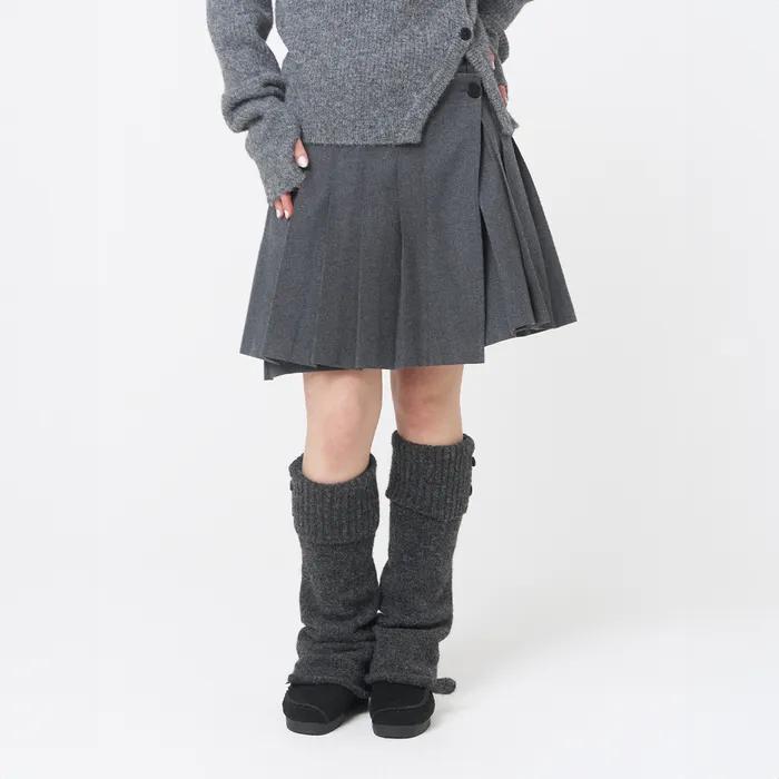 Wabi origami pleats midi skirt DARK GREY