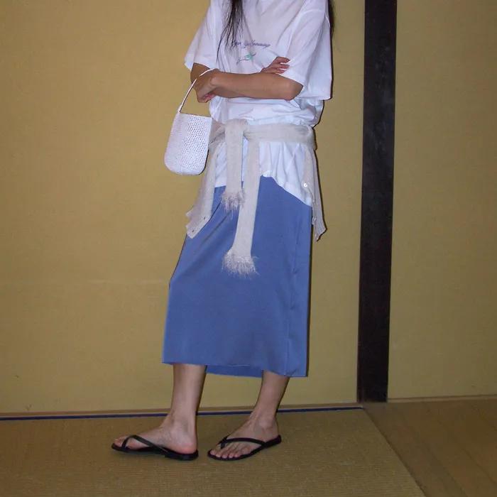 실키 스커트 - 블루