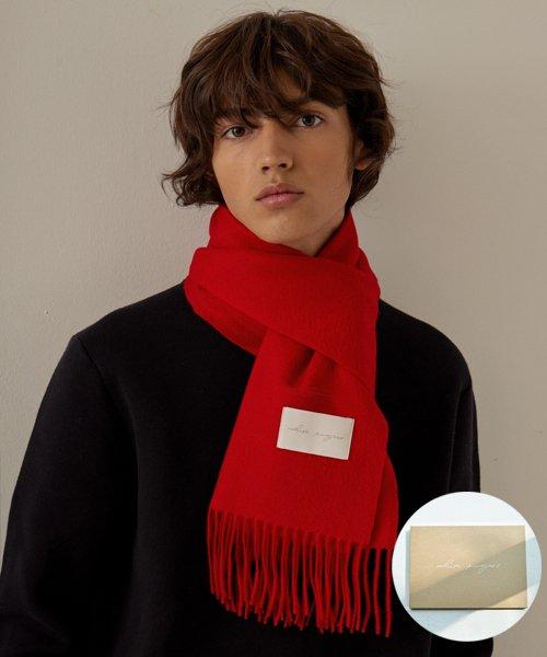 [기프트박스]_램스울 100 머플러_레드_남녀공용