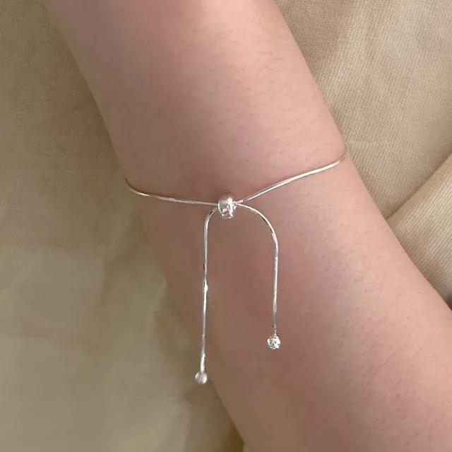 [925 silver] reve 리본 매듭 뱀줄 슬라이딩 은 팔찌