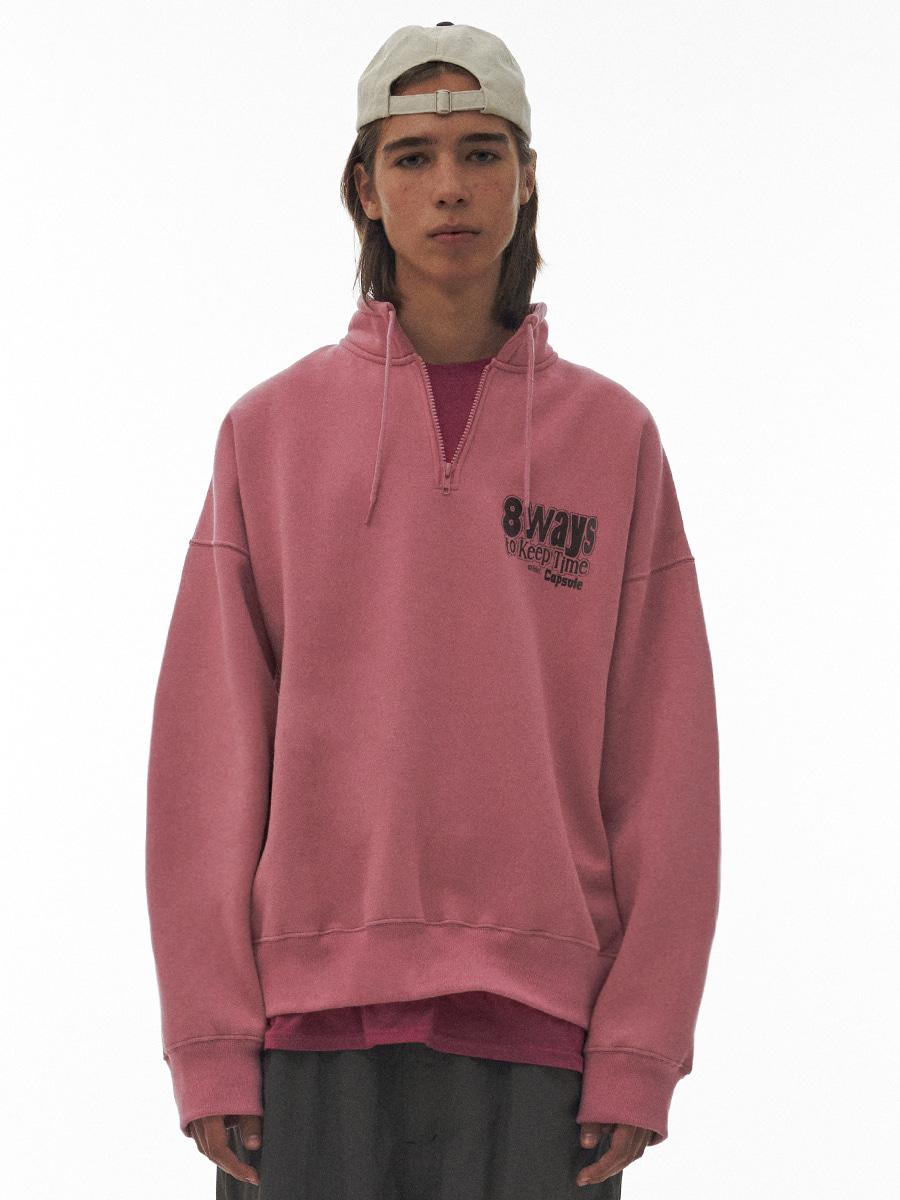 8ways Half Zip-Up Sweatshirt Pink