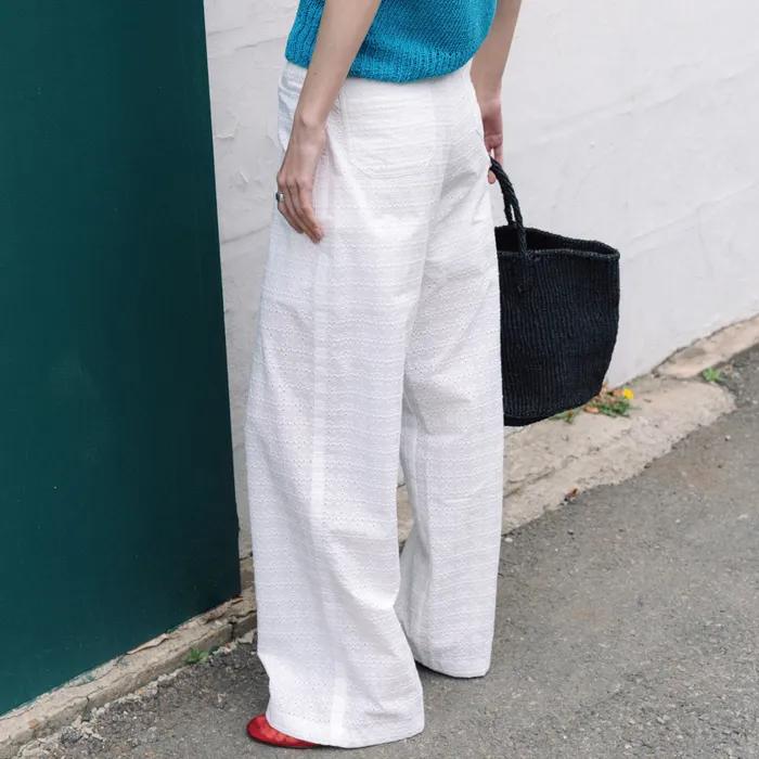 [3차] Lace Pattern Wide Pants(White)