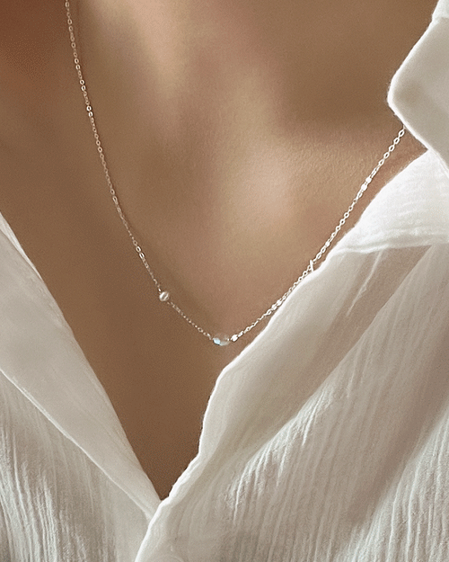 (silver92.5) 스톨 크리스탈 원석 목걸이