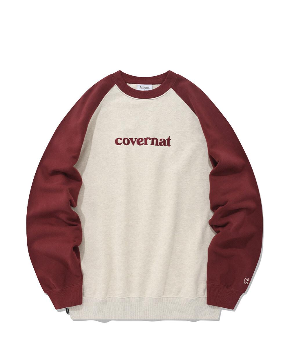 클립 로고 레글런 오버핏 맨투맨 버건디