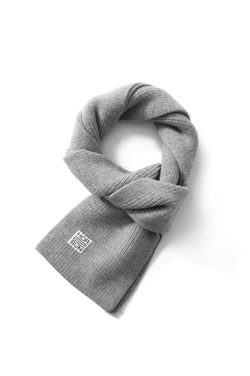 Skiff Superfine Wool Knit Rib Muffler Melange Gray