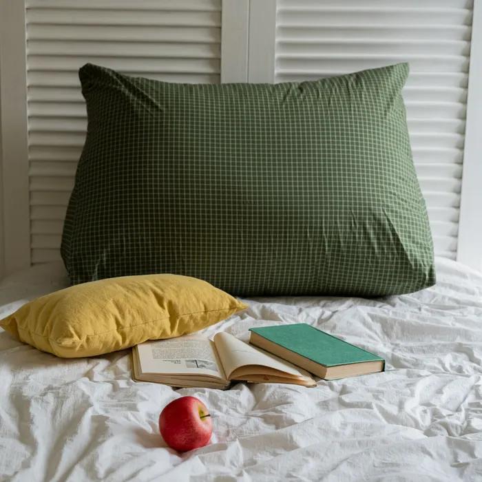 더블 체크 고밀도 순면 삼각 등쿠션 커버