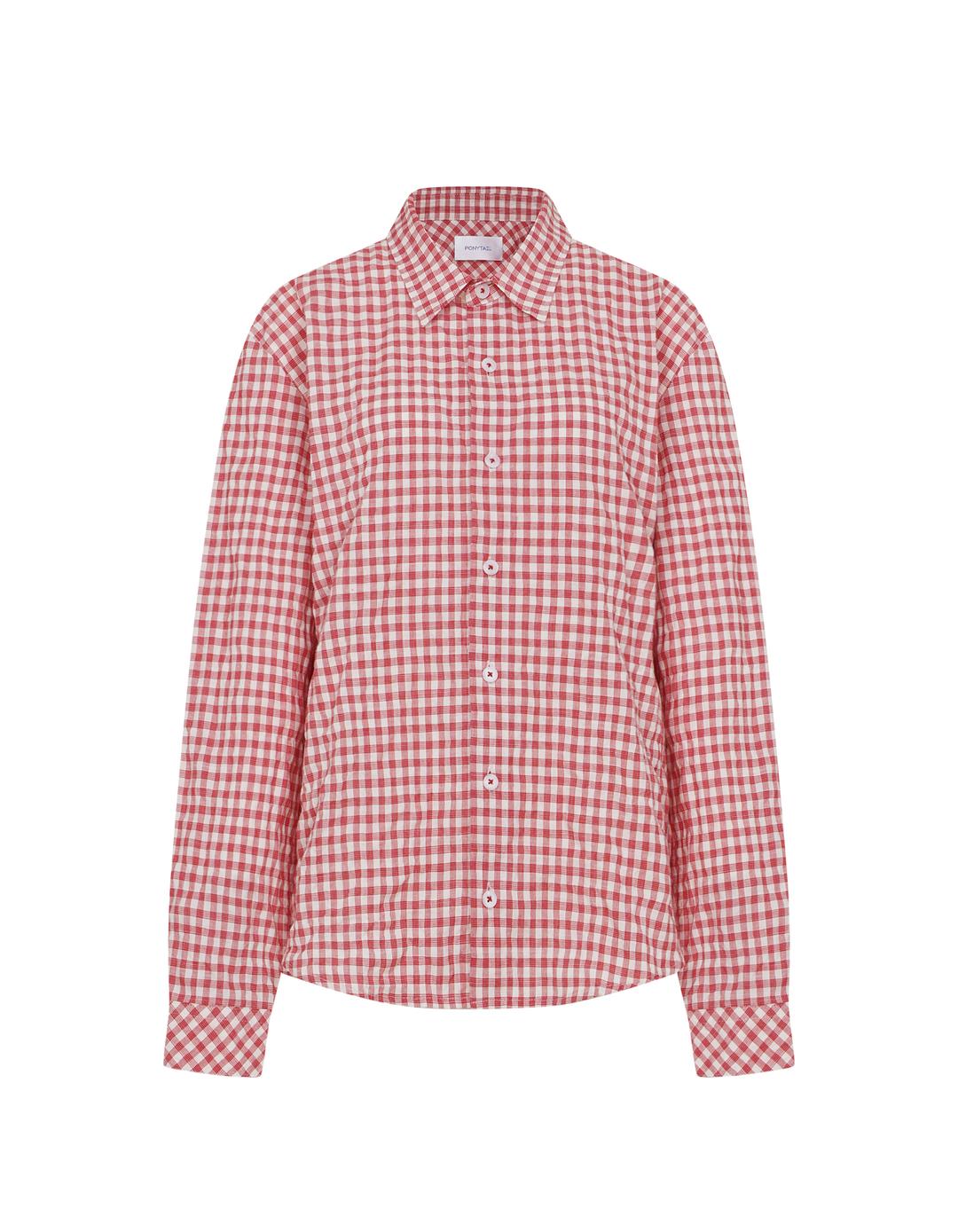 [15% 자사몰 단독] Vanessa Check Cotton Seersucker Shirts (Red)