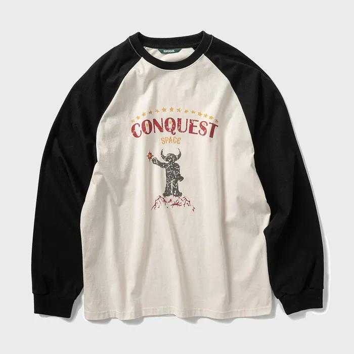 스페이스 에일리언 래글런 긴팔티 - 크림/블랙