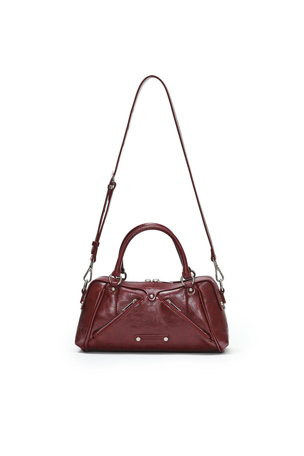 FAUX LEATHER MINI M.O.S BAG, BURGUNDY