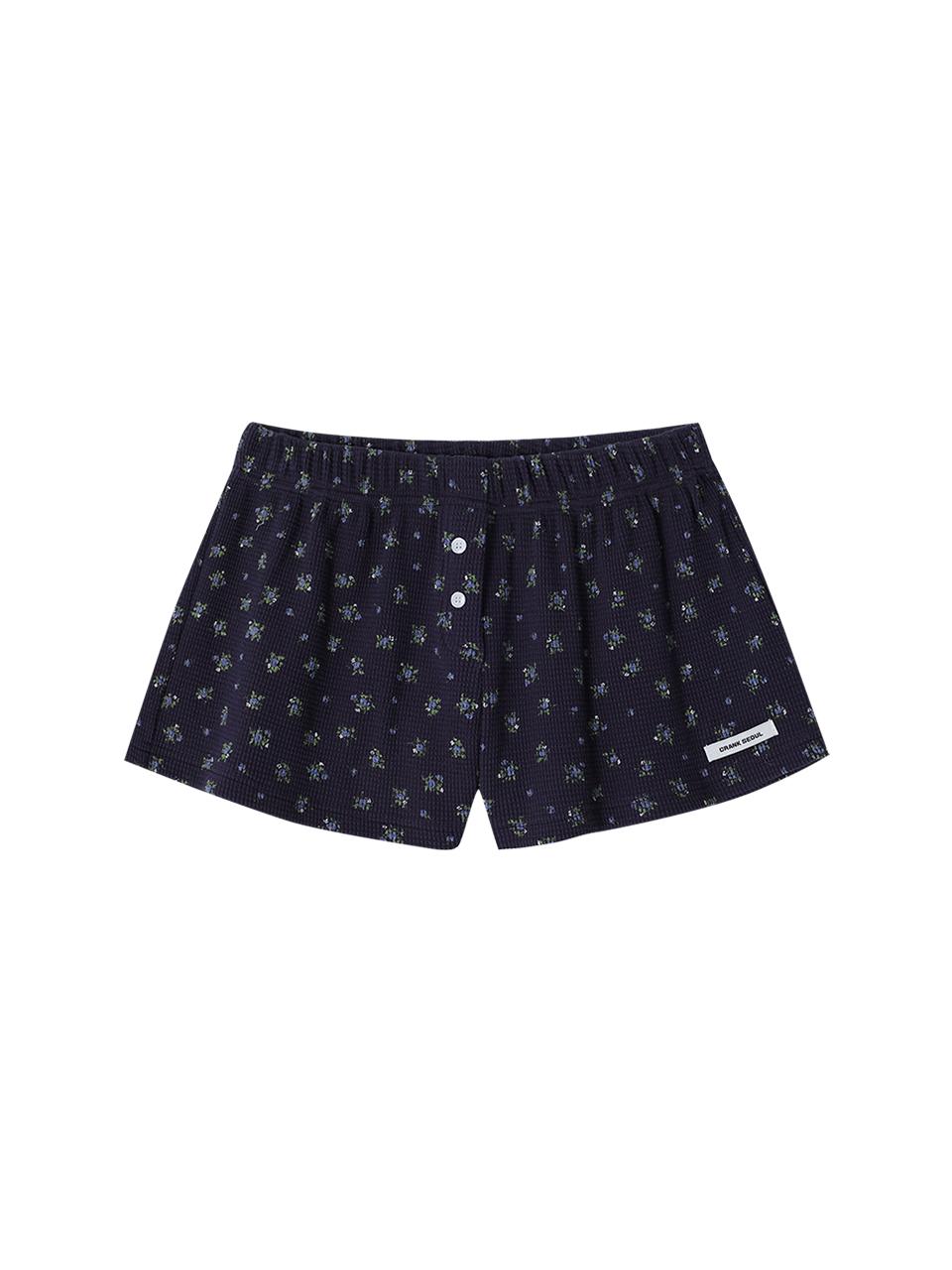 BUTTON FLOWER SHORTS_NAVY