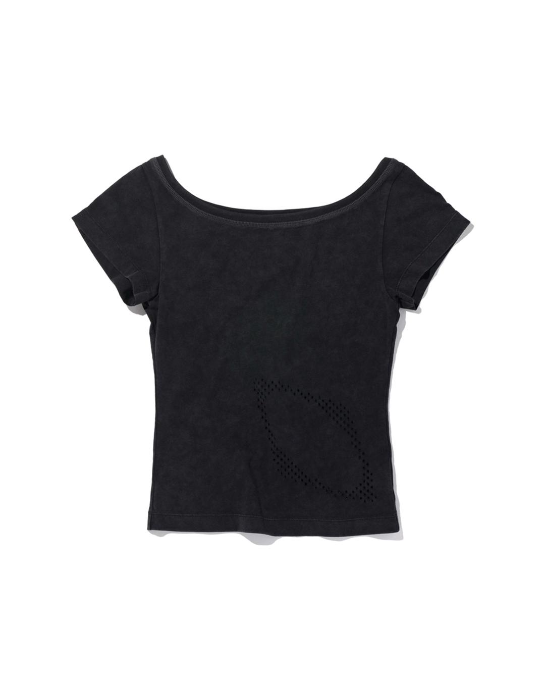 BLEACHED WIDE NECK T-SHIRT_WASHED BLACK