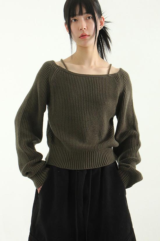 shoulder string boat neck golgi knit