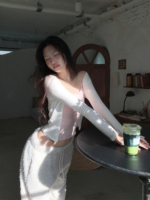 soft angora cardigan, 4color