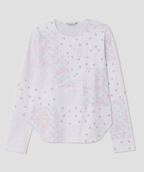 Flower Appliqué Curve Top [Pink]