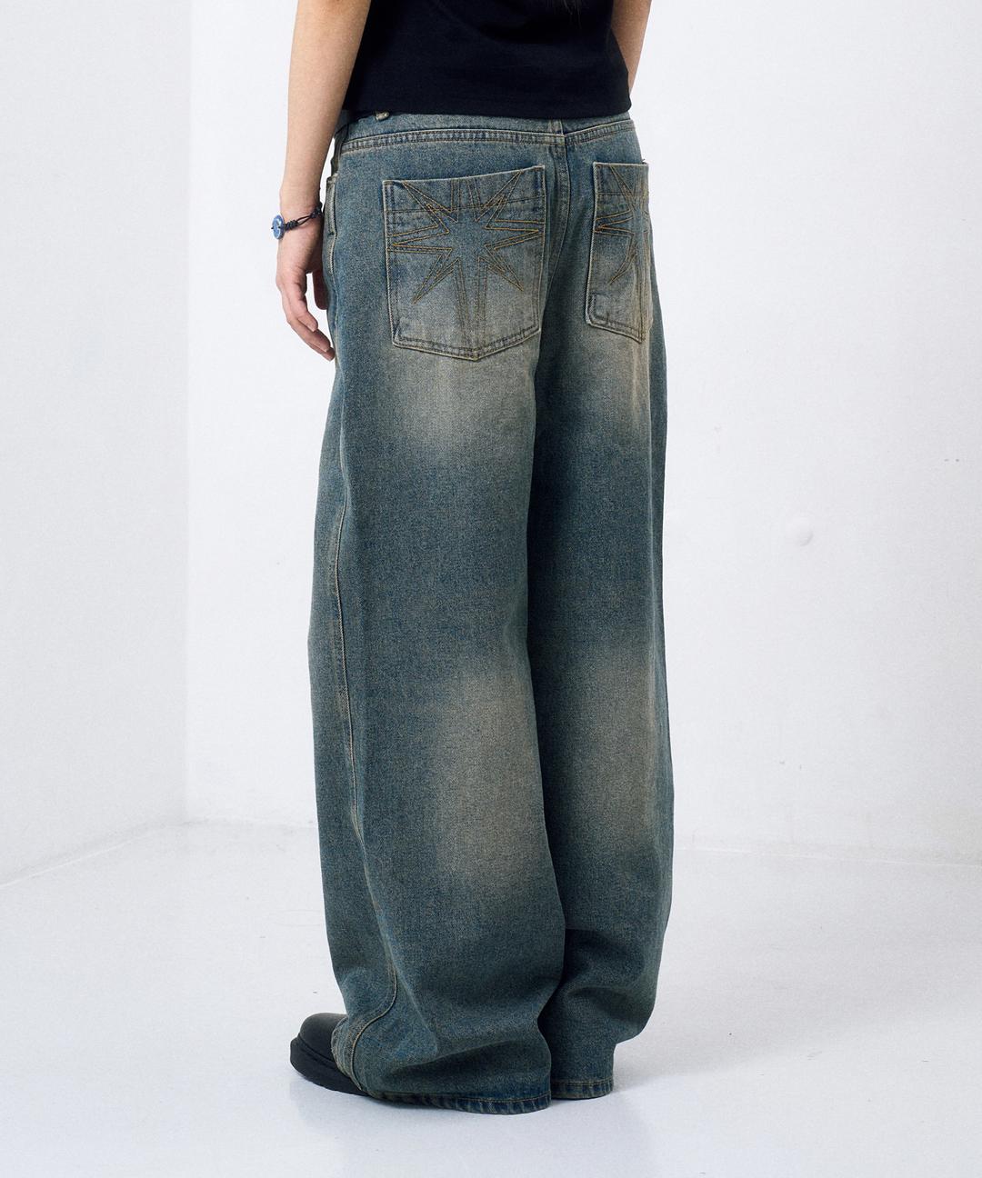 Needlework Denim Pants (Sand Blue)