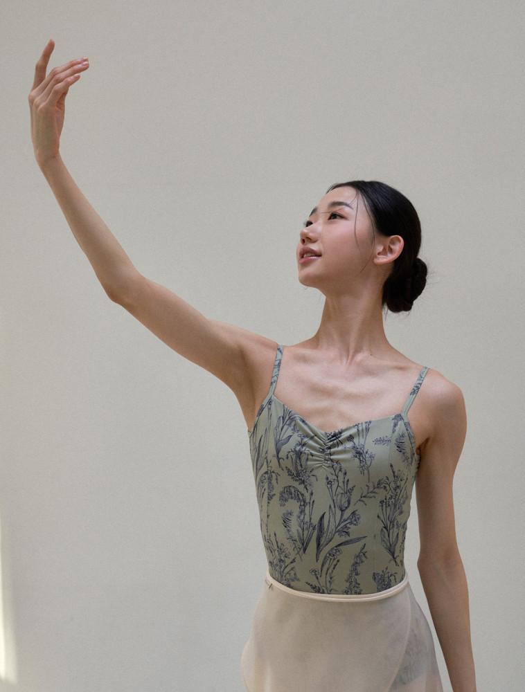 BOTANIC (그린) 핀치 셔링 캐미솔 레오타드