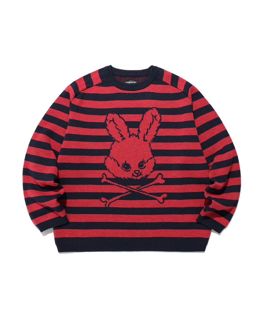 skull rabbit stripe knit[red]