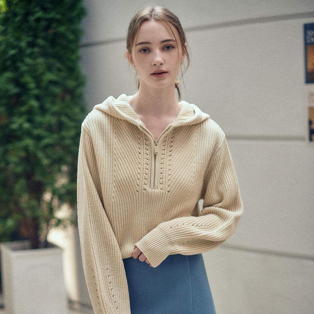 Half Zip-Up Hood Knit SK1AP257-03