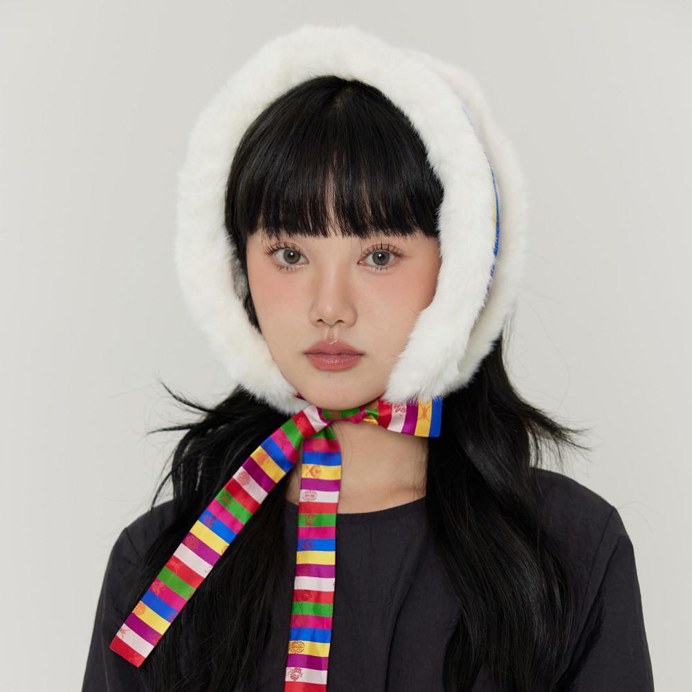 (24년 겨울 재오픈) 명썸 비단 색동 볼끼 본견 실크 한복 귀도리 목도리에코퍼