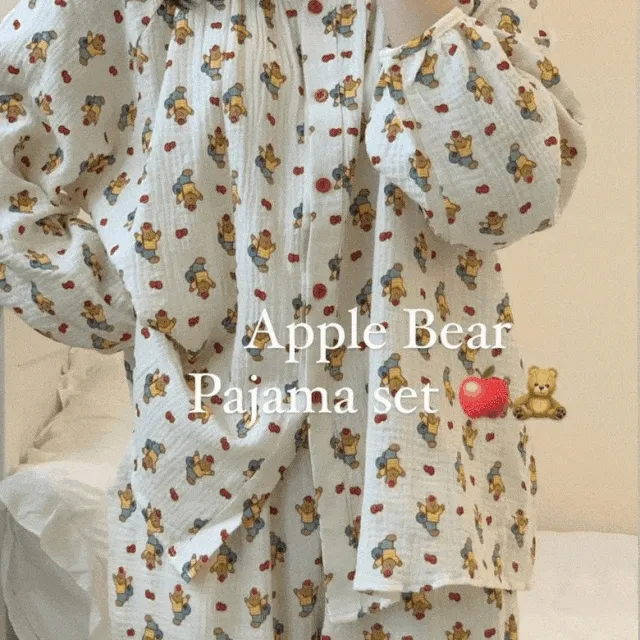 🍎(오버핏) 🍎 애플베어 플라워베어 요루면 파자마세트🧸