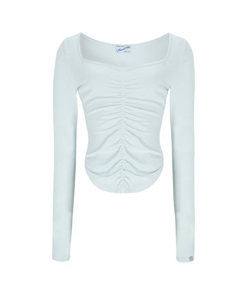 Darlin shirring Long Sleeve top (Baby Blue)