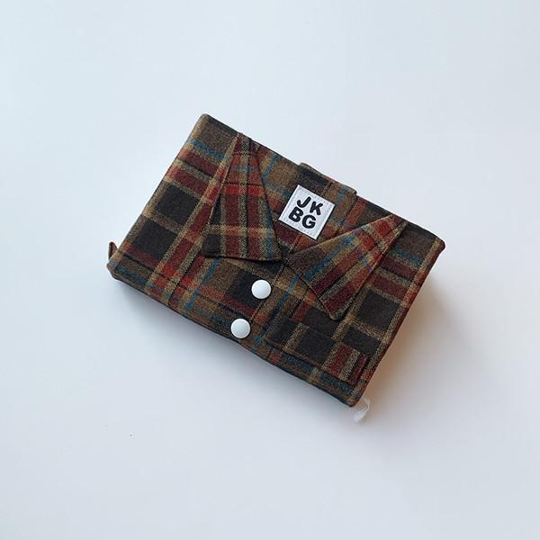 Folded cloth diary cover - Classic check BROWN