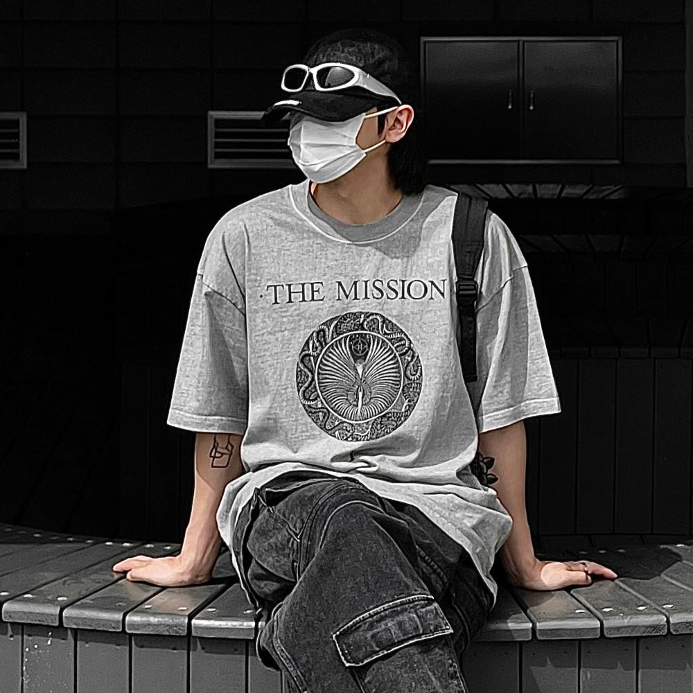 피그먼트 THE MISSION 반팔 티셔츠 3C 남자 여자 오버핏 박시 빈티지 스트릿