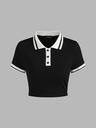 Contrast Binding Polo Crop Top