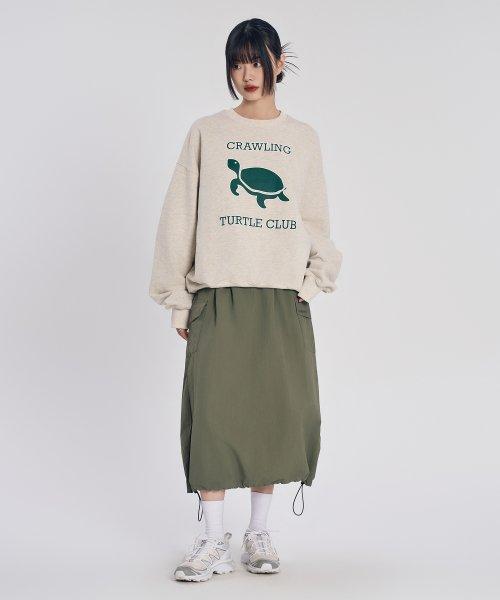 나일론 카고 롱 스커트_카키