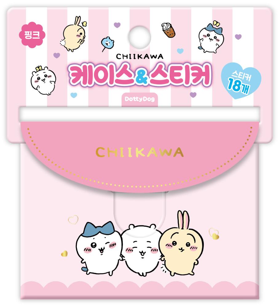 먼작귀 반투명 케이스 스티커 18매 세트 핑크 치이카와 캐릭터 굿즈