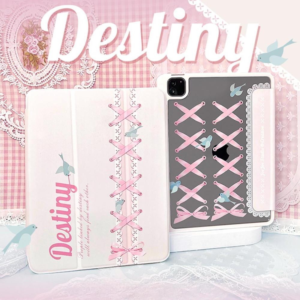 수심 Lace Ribbon Ipad Case 리본 아이패드 케이스 투명 y2k 핑크 감성