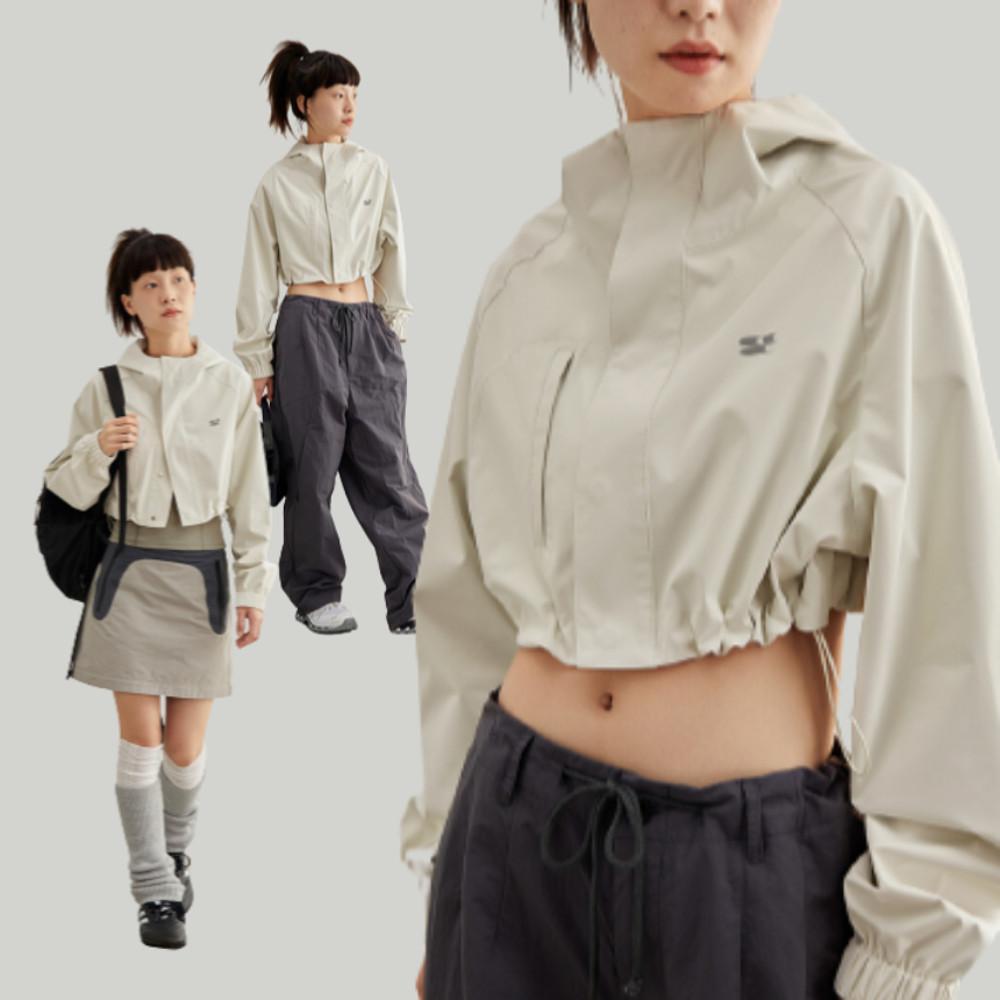 CRYINGCENTER 크라잉센터 윈드브레이커 점퍼 크롭 바람막이 후드 잠바