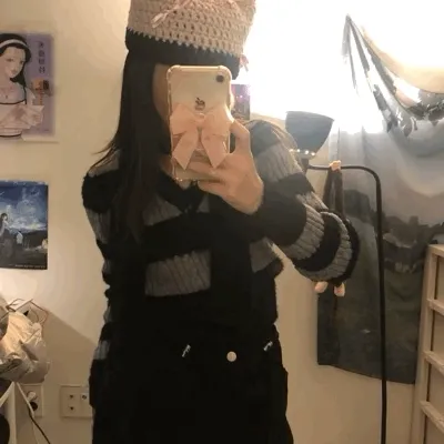 머플러+단가라 브이넥 니트 set! (2color)